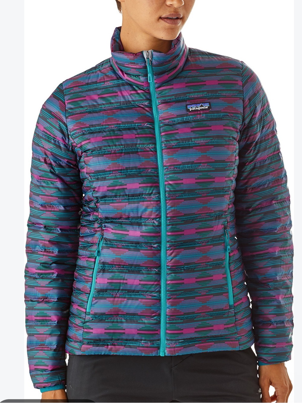 Patagonia Puffer Jacket 800 fill goose down magenta print Size Small New